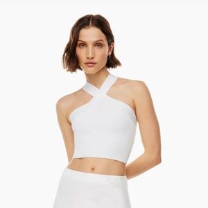 Aritzia | Babaton Sculpt Knit Criss Cross Cropped Tank. Small. White.